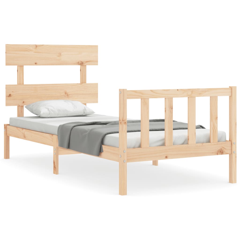 Cadru de pat cu tăblie single, lemn masiv GartenMobel Dekor