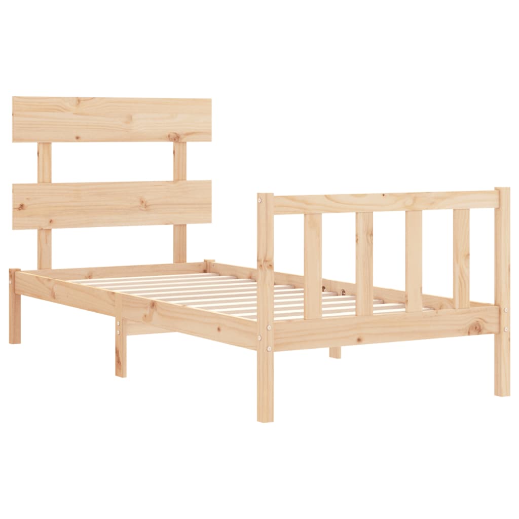 Cadru de pat cu tăblie single, lemn masiv GartenMobel Dekor