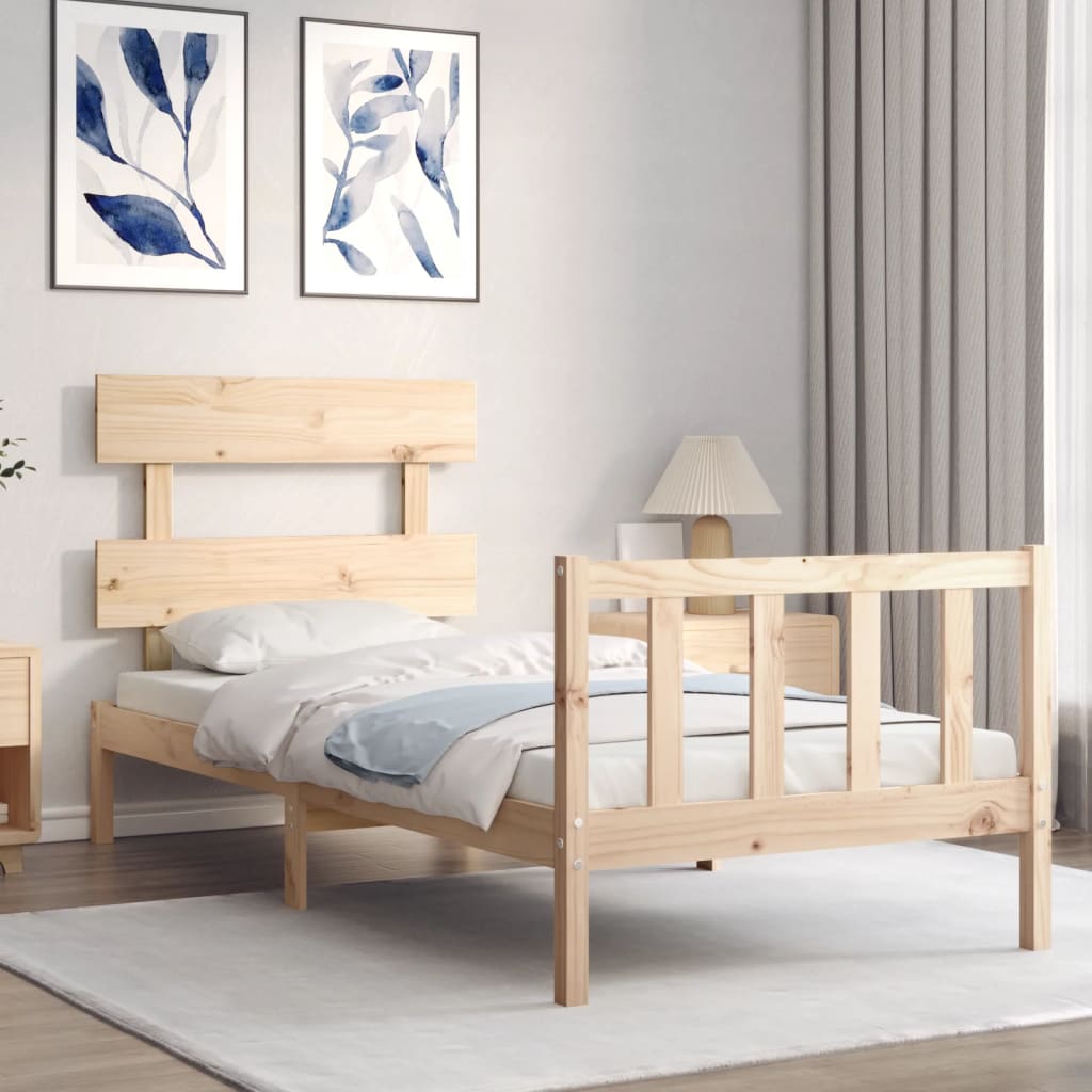 Cadru de pat cu tăblie single, lemn masiv GartenMobel Dekor