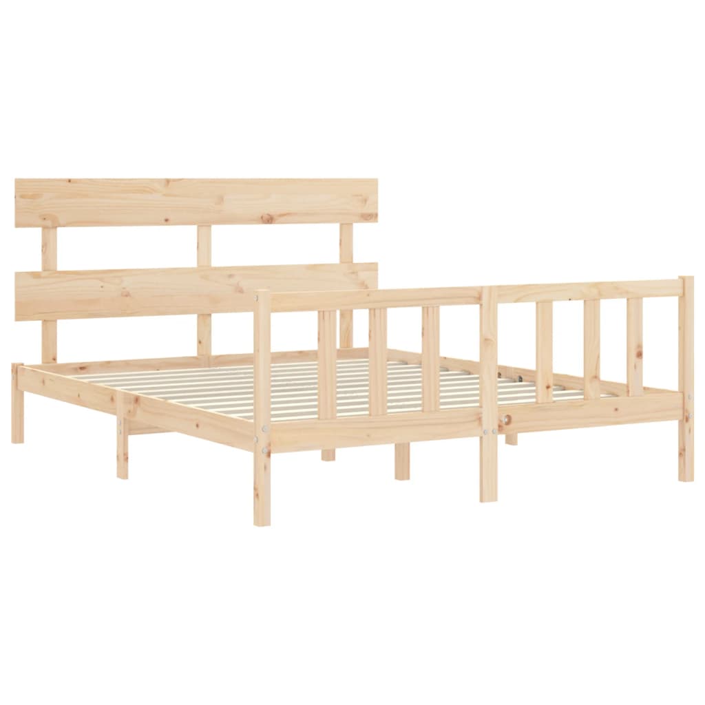 Cadru de pat cu tăblie, king size, lemn masiv GartenMobel Dekor