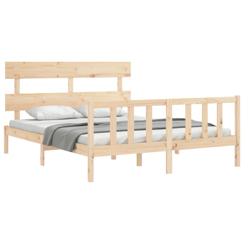 Cadru de pat cu tăblie, king size, lemn masiv GartenMobel Dekor