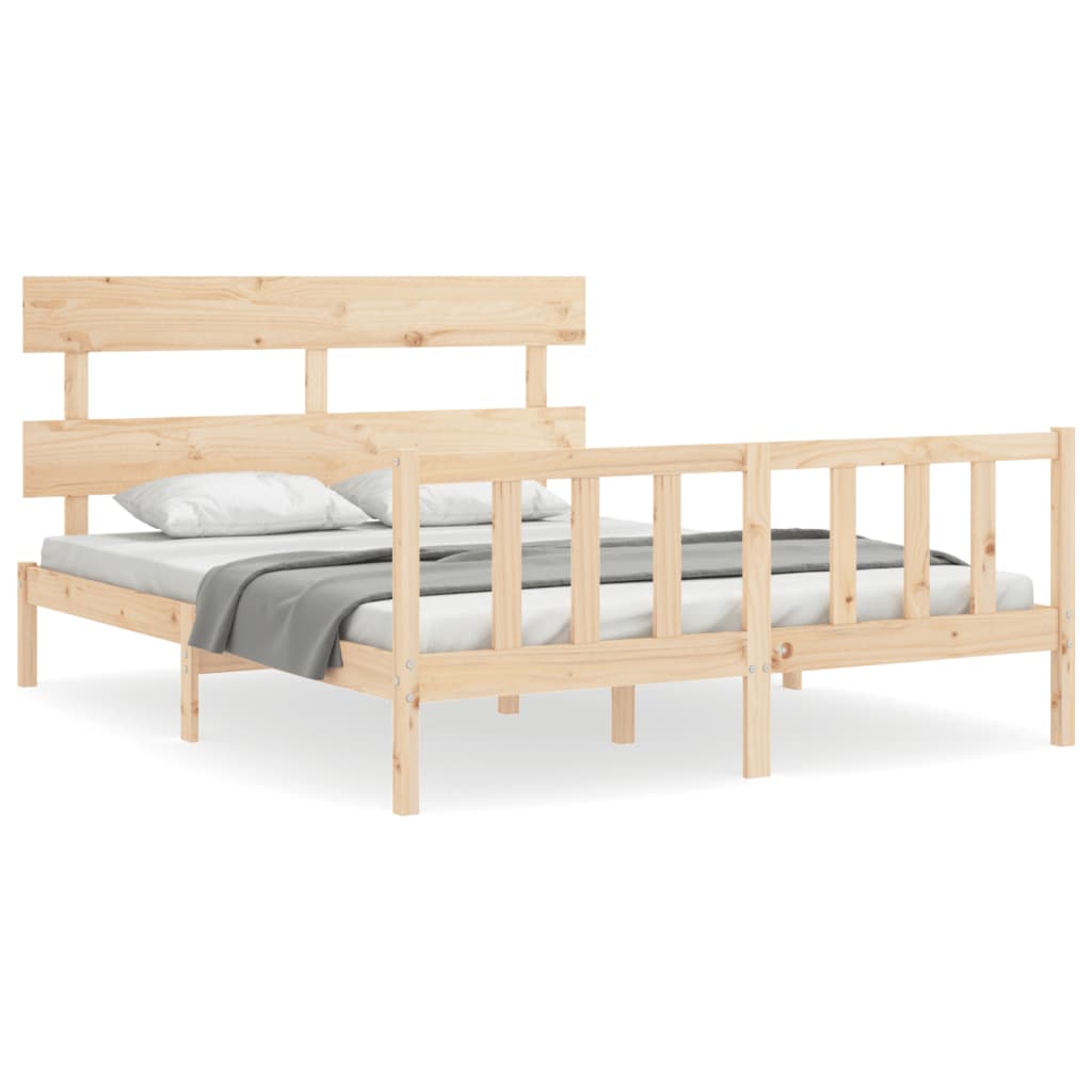 Cadru de pat cu tăblie, king size, lemn masiv GartenMobel Dekor