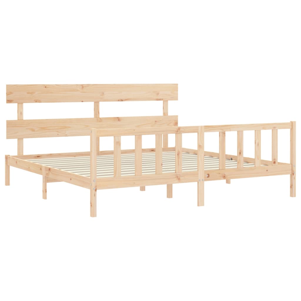 Cadru de pat cu tăblie Super King Size, lemn masiv GartenMobel Dekor