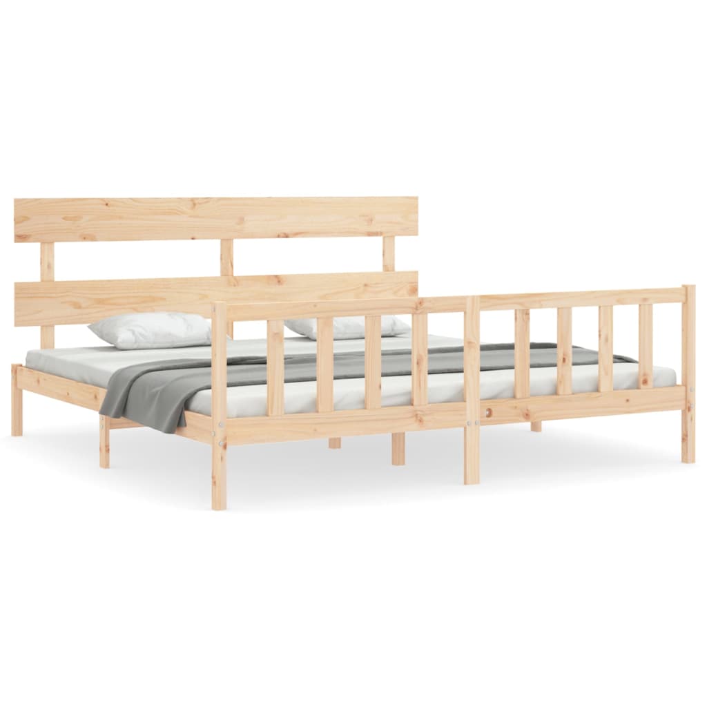 Cadru de pat cu tăblie Super King Size, lemn masiv GartenMobel Dekor