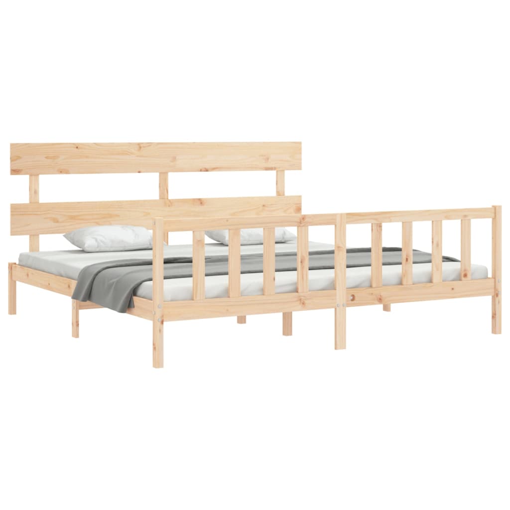 Cadru de pat cu tăblie Super King Size, lemn masiv GartenMobel Dekor