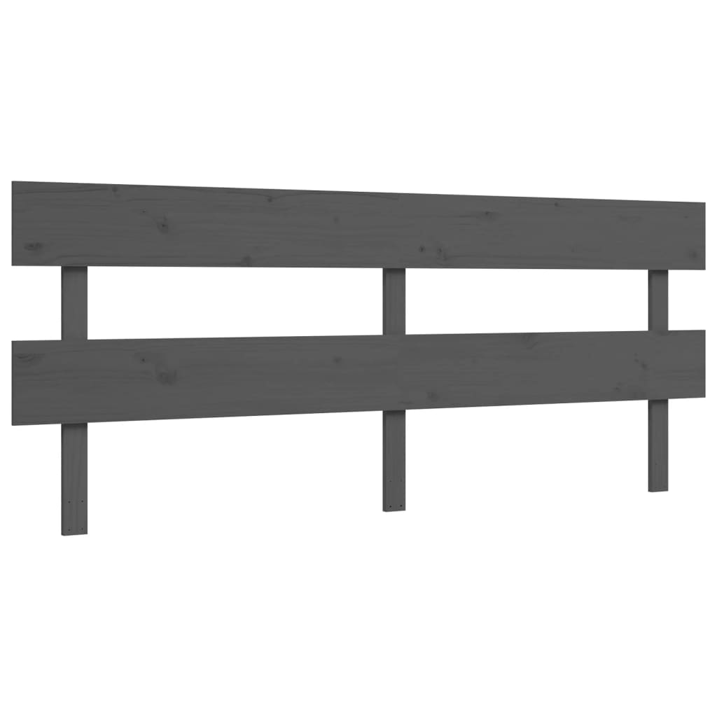 Cadru pat cu tăblie 200x200 cm, gri, lemn masiv GartenMobel Dekor