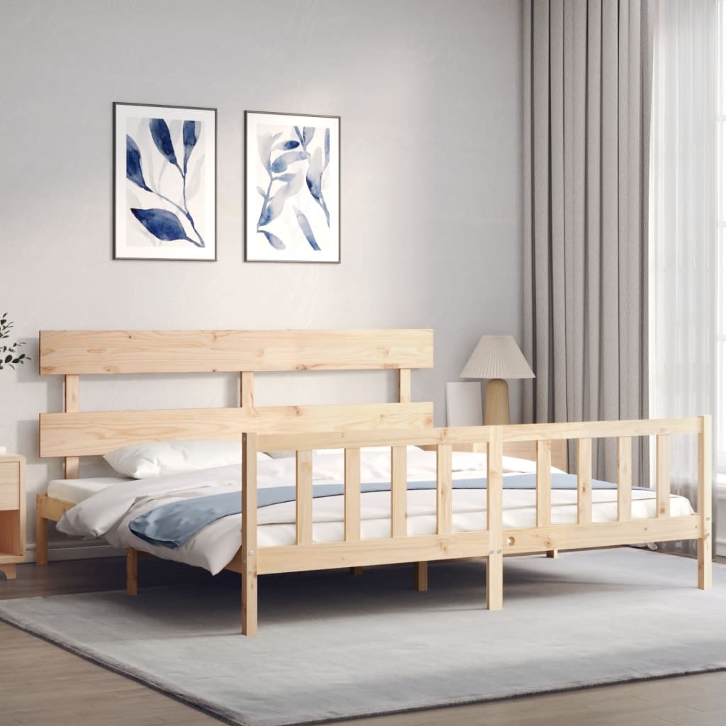 Cadru pat cu tăblie 200x200 cm, lemn masiv de pin GartenMobel Dekor