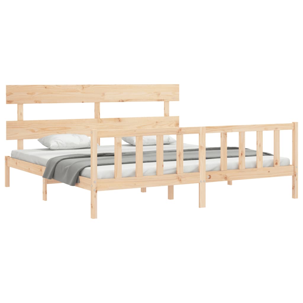 Cadru pat cu tăblie 200x200 cm, lemn masiv de pin GartenMobel Dekor