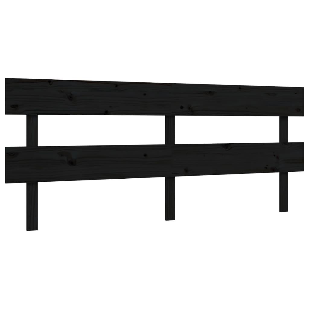 Cadru pat cu tăblie 200x200 cm, negru, lemn masiv GartenMobel Dekor