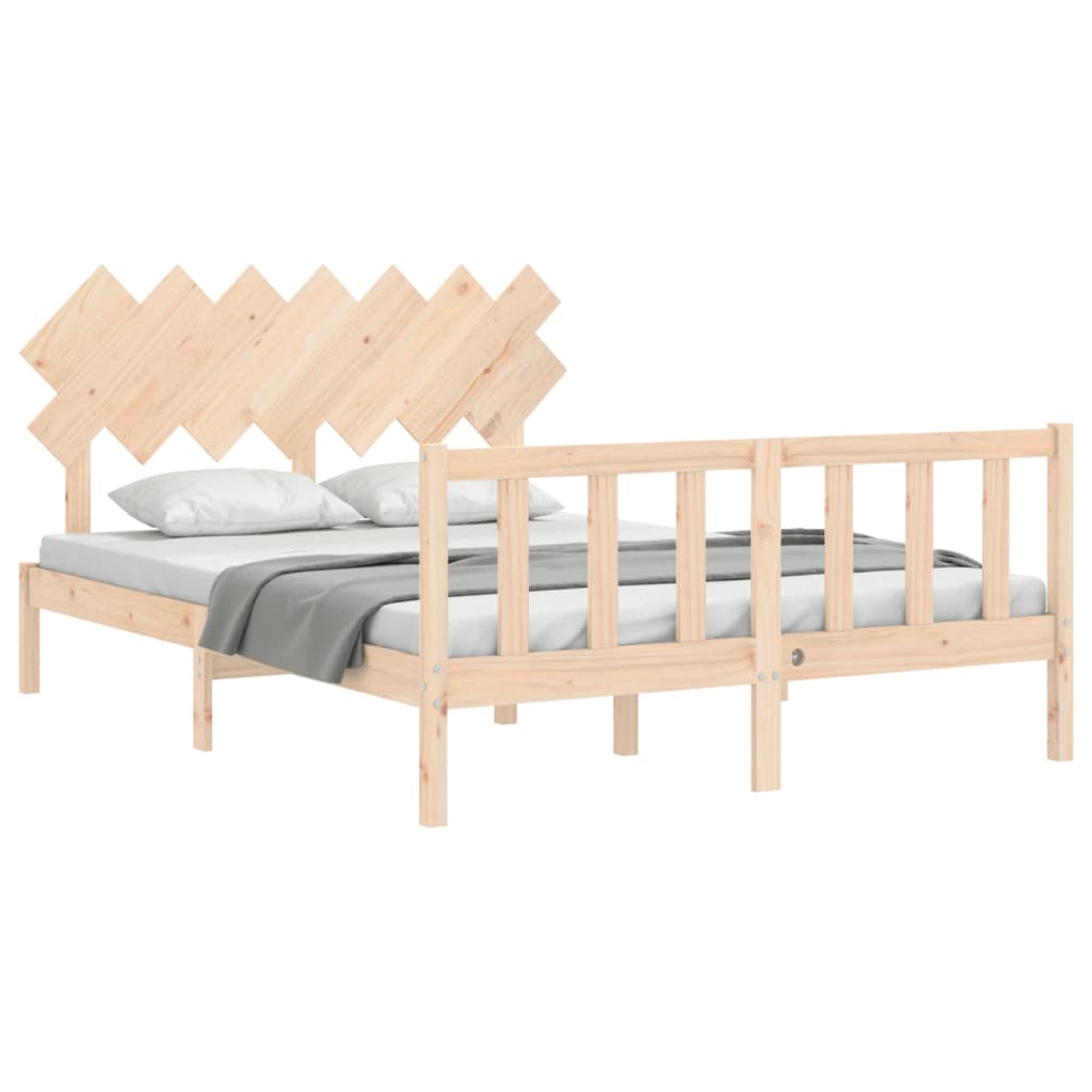 Cadru de pat cu tăblie, king size, lemn masiv GartenMobel Dekor