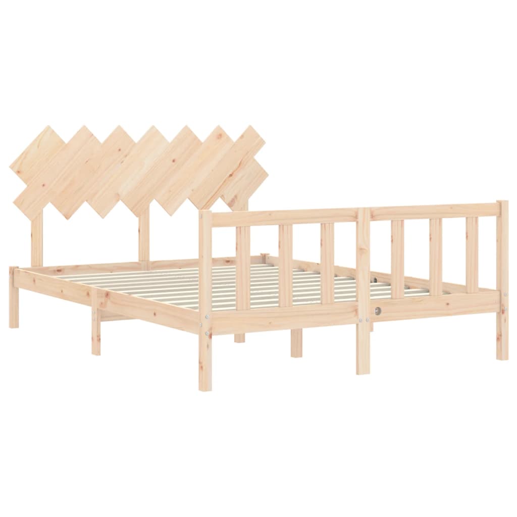 Cadru de pat cu tăblie, king size, lemn masiv GartenMobel Dekor
