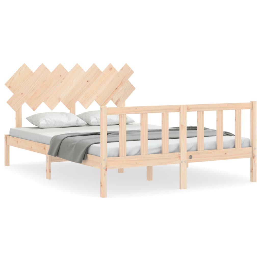 Cadru de pat cu tăblie, king size, lemn masiv GartenMobel Dekor