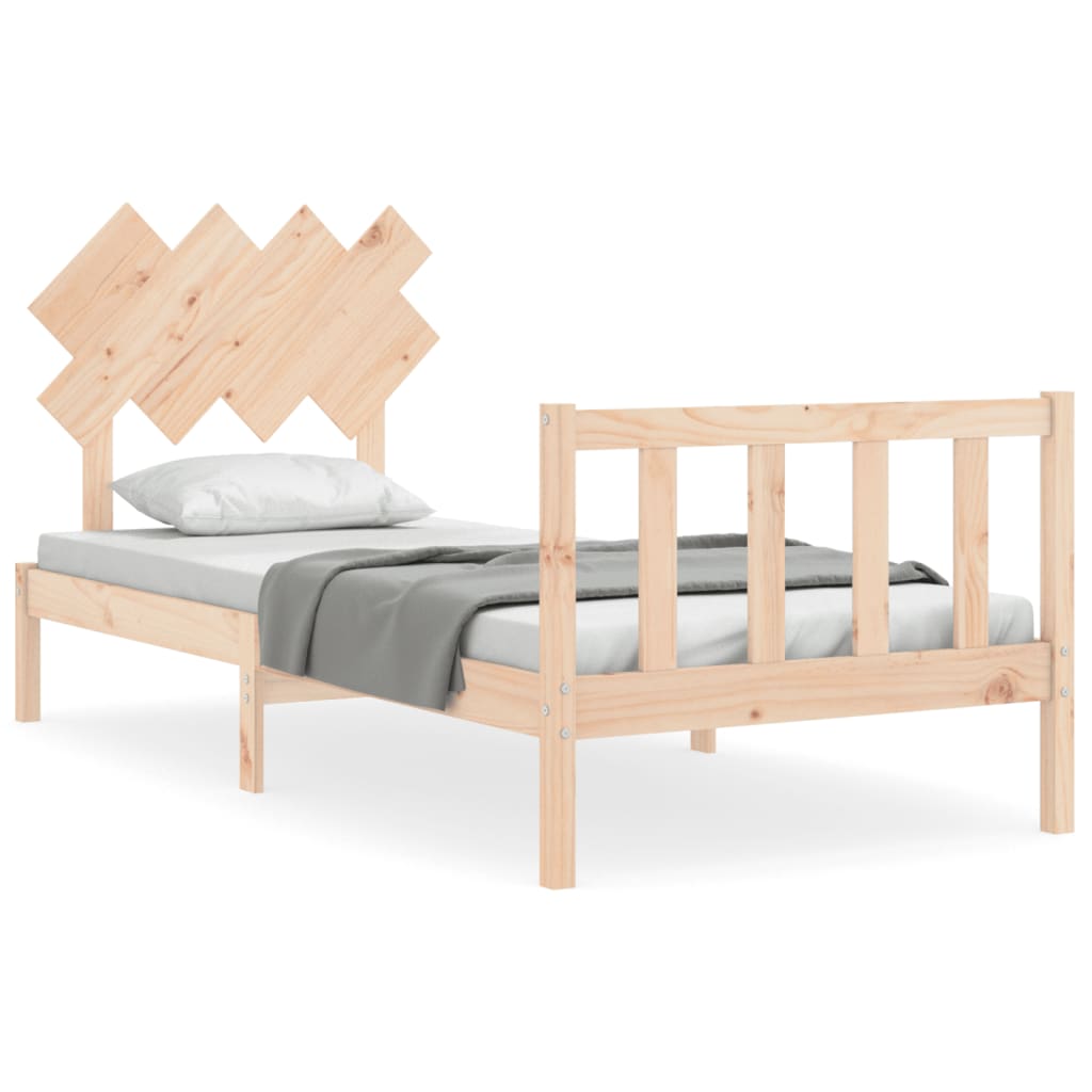 Cadru de pat cu tăblie single, lemn masiv GartenMobel Dekor