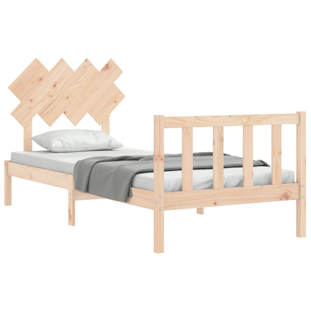 Cadru de pat cu tăblie single, lemn masiv GartenMobel Dekor