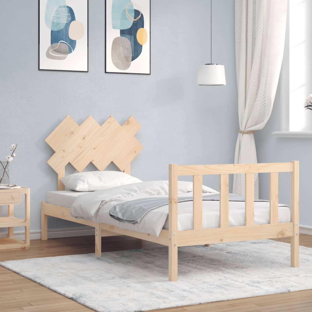 Cadru de pat cu tăblie single, lemn masiv GartenMobel Dekor