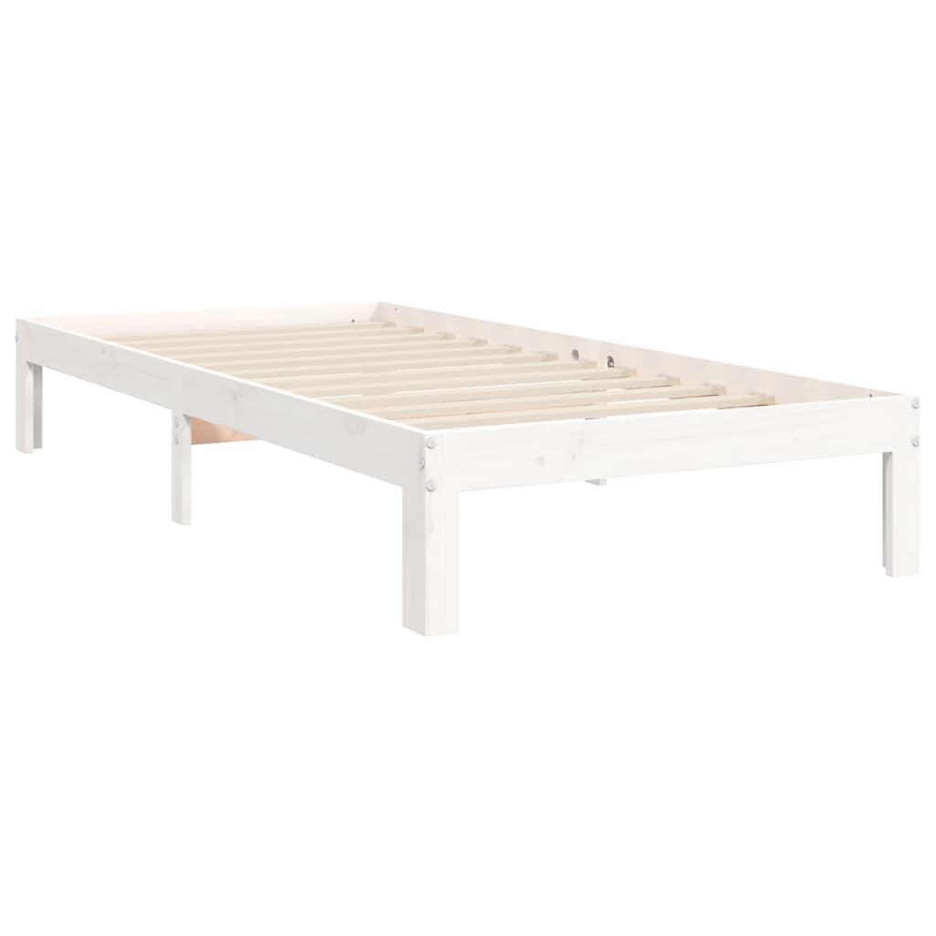 Cadru de pat cu tăblie, alb, 100x200 cm, lemn masiv GartenMobel Dekor