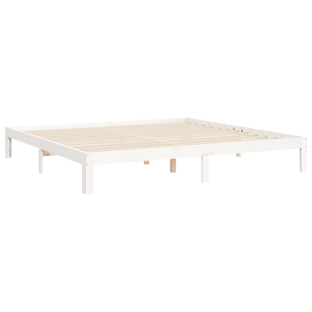 Cadru de pat cu tăblie Super King Size, alb, lemn masiv GartenMobel Dekor
