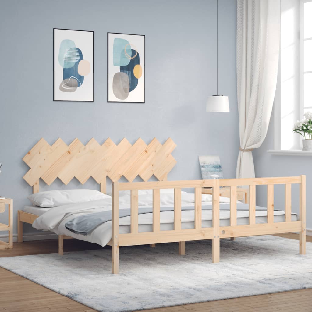Cadru de pat cu tăblie Super King Size, lemn masiv GartenMobel Dekor