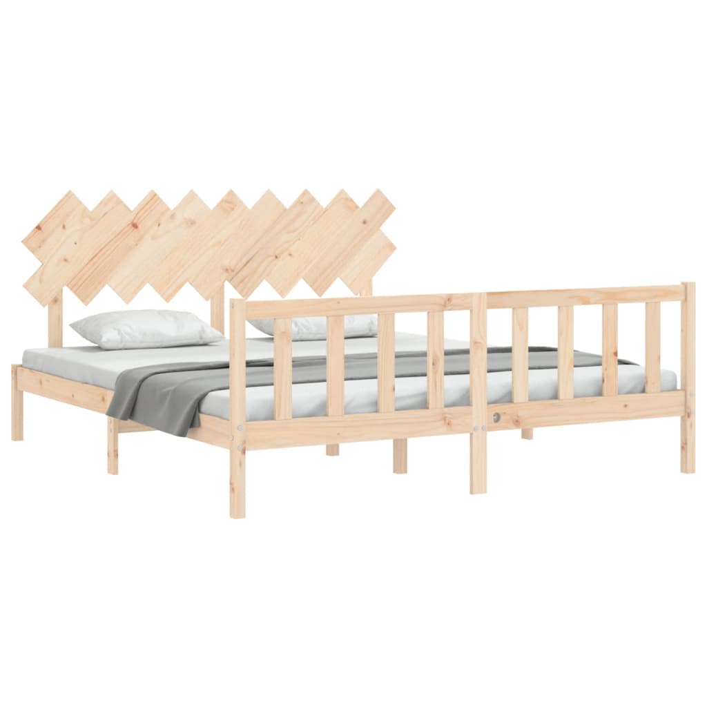 Cadru de pat cu tăblie Super King Size, lemn masiv GartenMobel Dekor