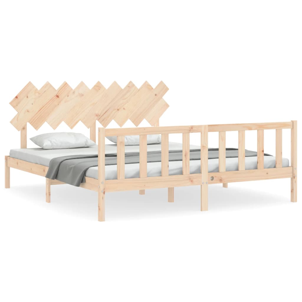 Cadru de pat cu tăblie Super King Size, lemn masiv GartenMobel Dekor