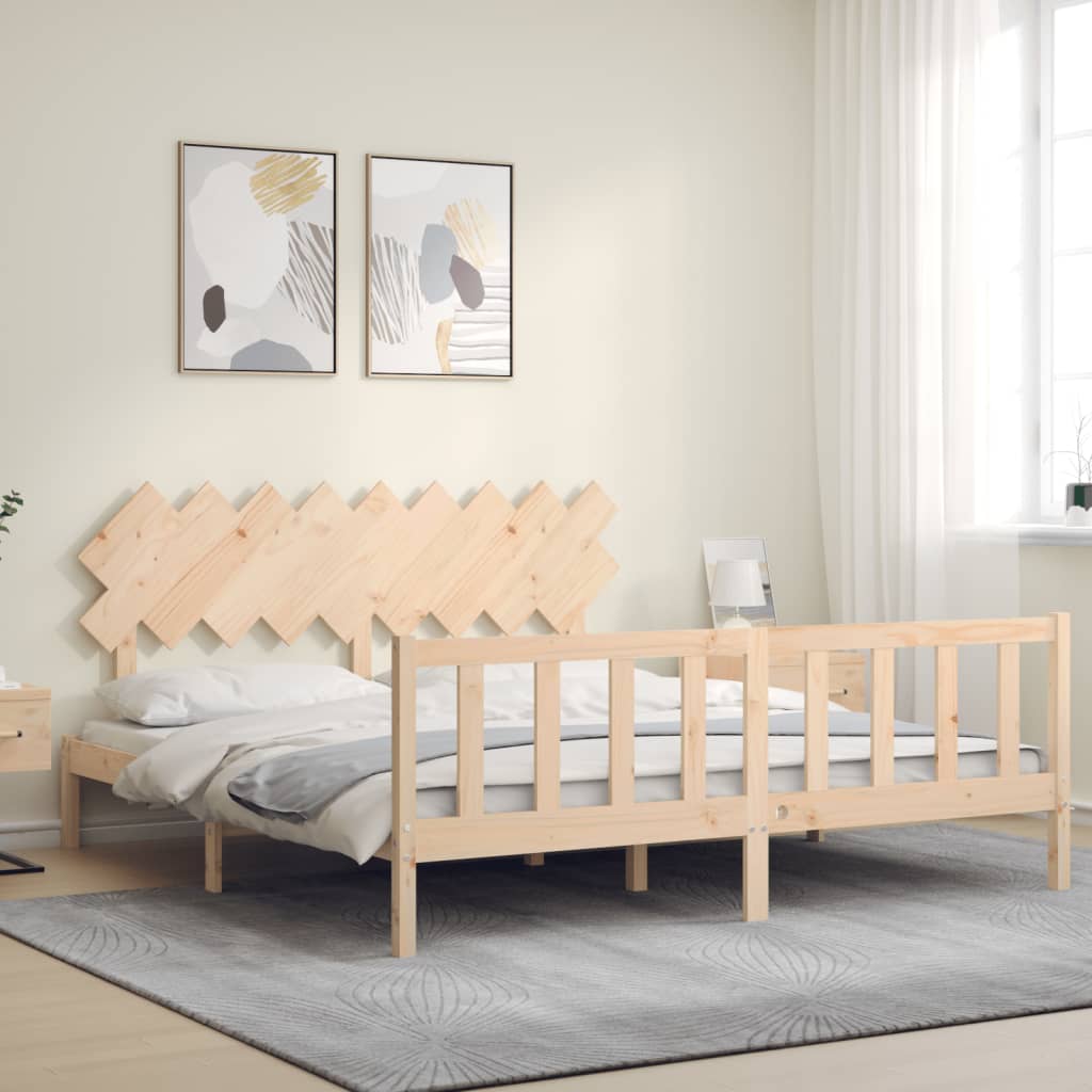 Cadru de pat cu tăblie Super King Size, lemn masiv GartenMobel Dekor
