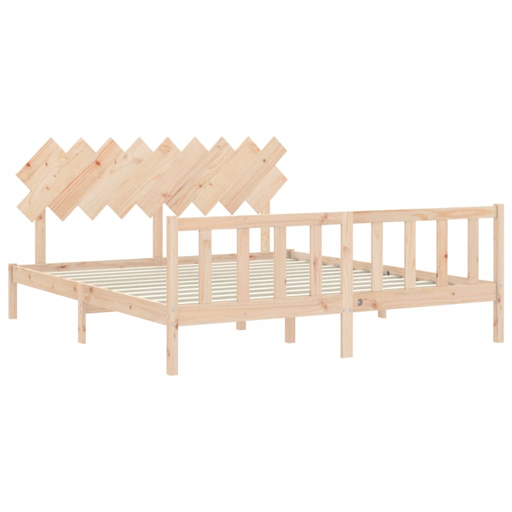 Cadru de pat cu tăblie Super King Size, lemn masiv GartenMobel Dekor