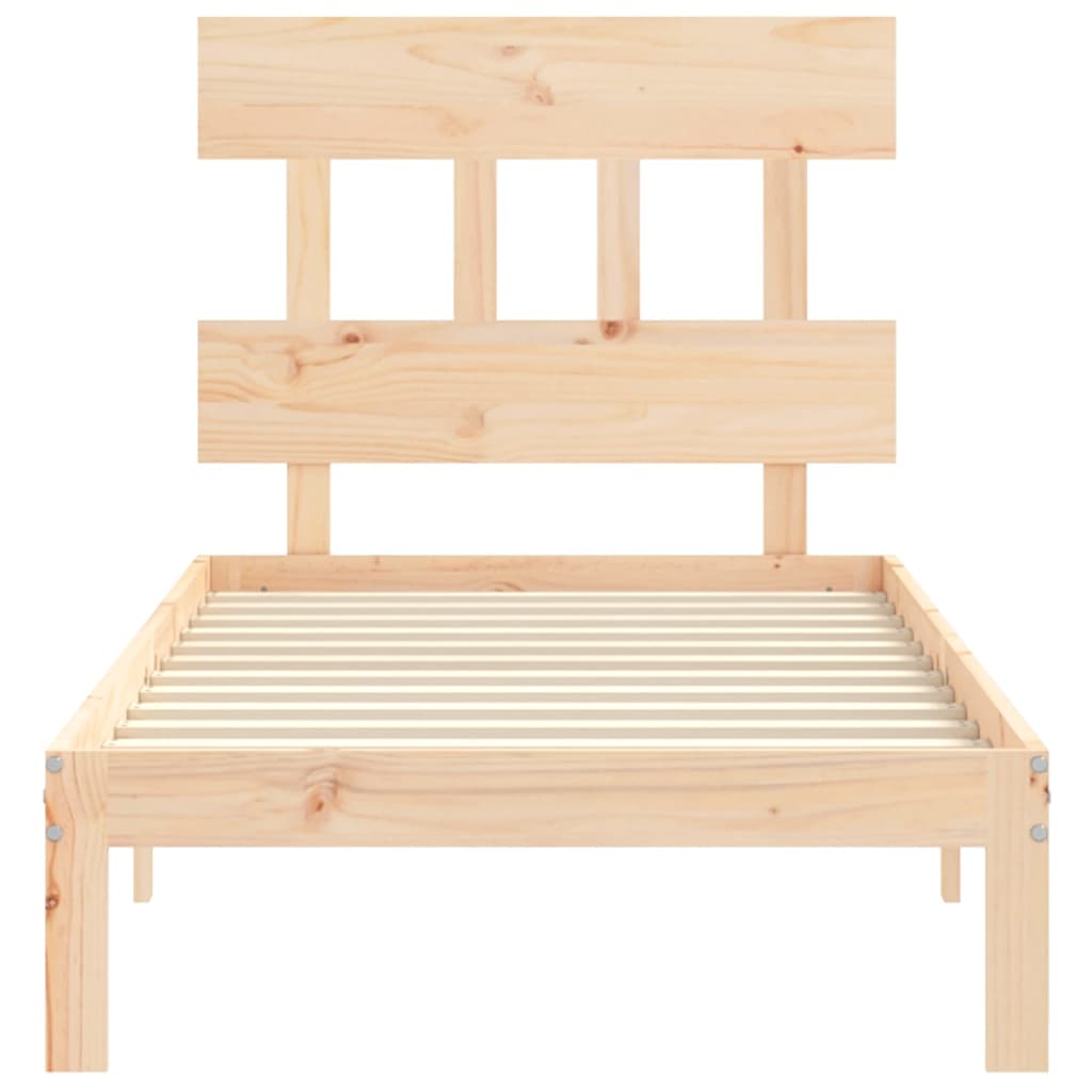 Cadru de pat cu tăblie single, lemn masiv GartenMobel Dekor