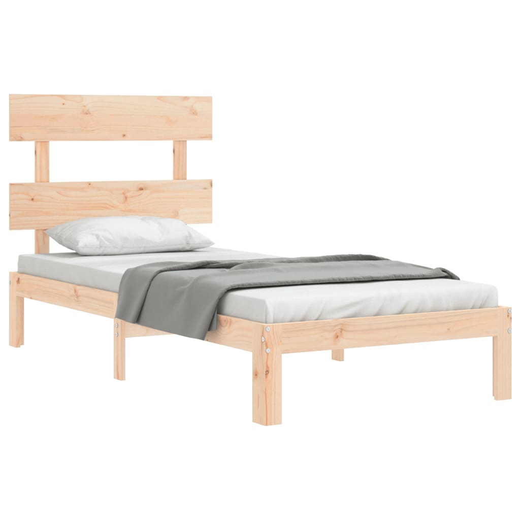 Cadru de pat cu tăblie single, lemn masiv GartenMobel Dekor