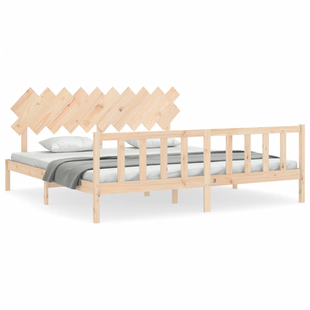 Cadru pat cu tăblie 200x200 cm, lemn masiv de pin GartenMobel Dekor