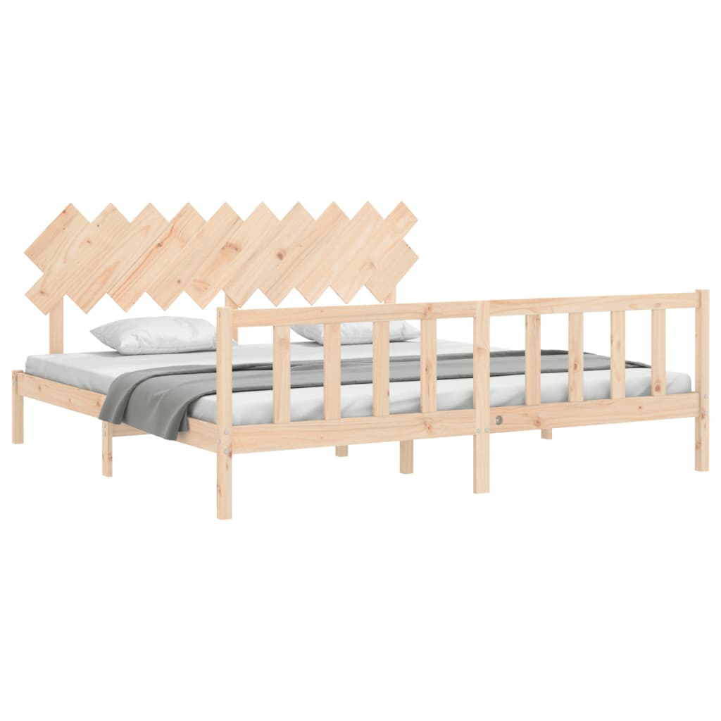 Cadru pat cu tăblie 200x200 cm, lemn masiv de pin GartenMobel Dekor
