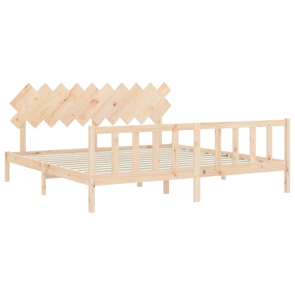Cadru pat cu tăblie 200x200 cm, lemn masiv de pin GartenMobel Dekor