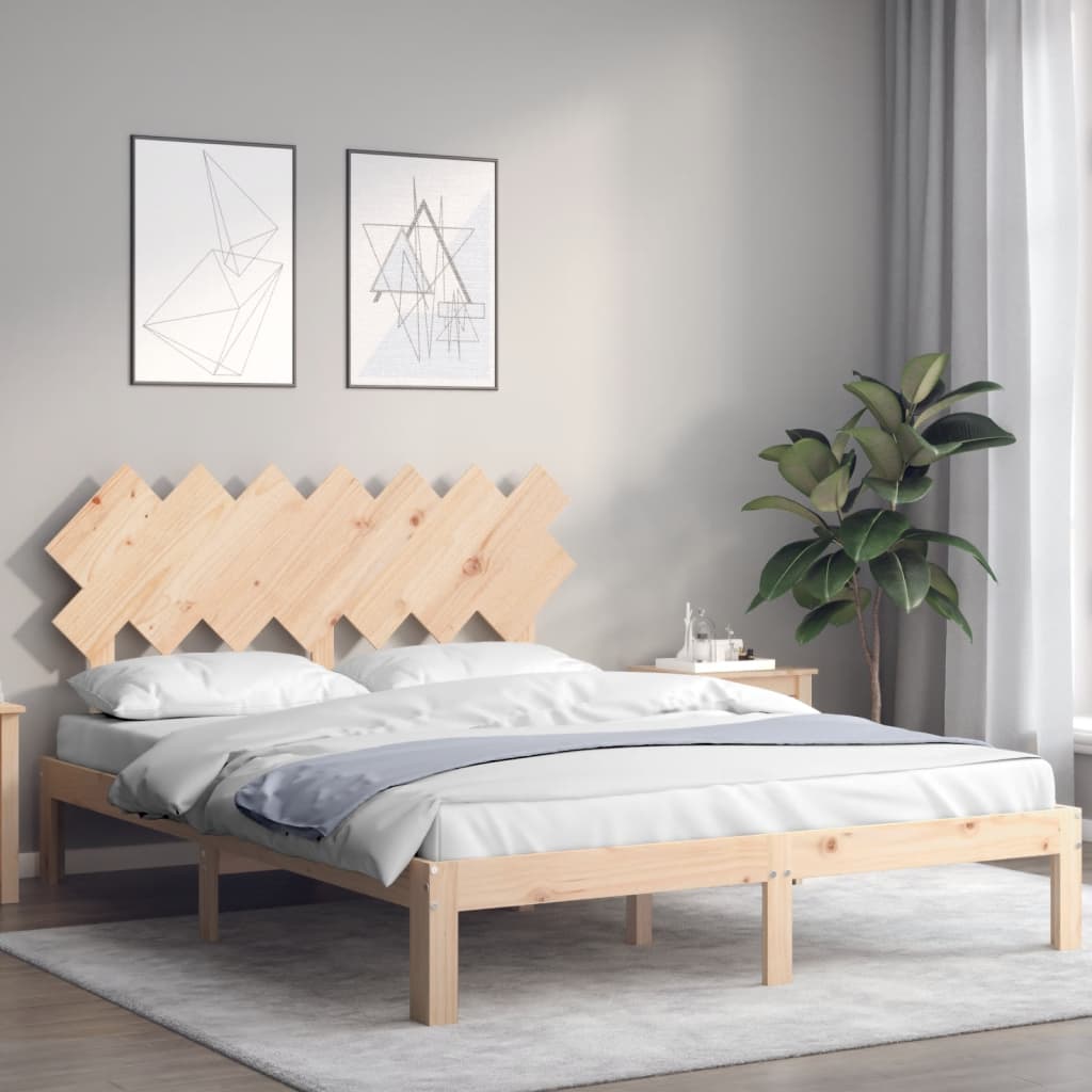 Cadru de pat cu tăblie, 140x200 cm, lemn masiv GartenMobel Dekor
