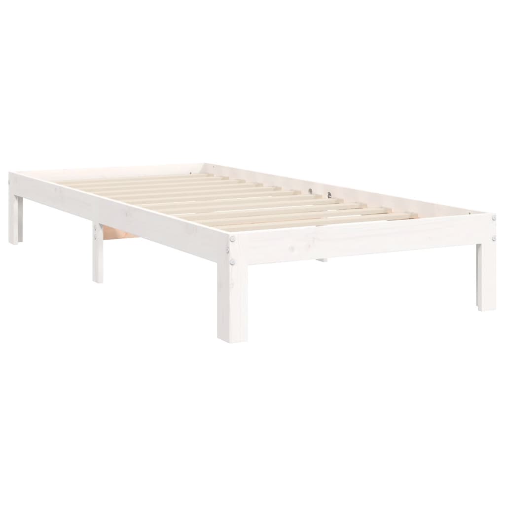 Cadru de pat cu tăblie, alb, 90x200 cm, lemn masiv GartenMobel Dekor