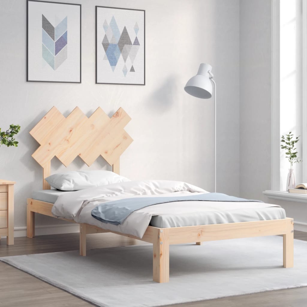 Cadru de pat cu tăblie single, lemn masiv GartenMobel Dekor
