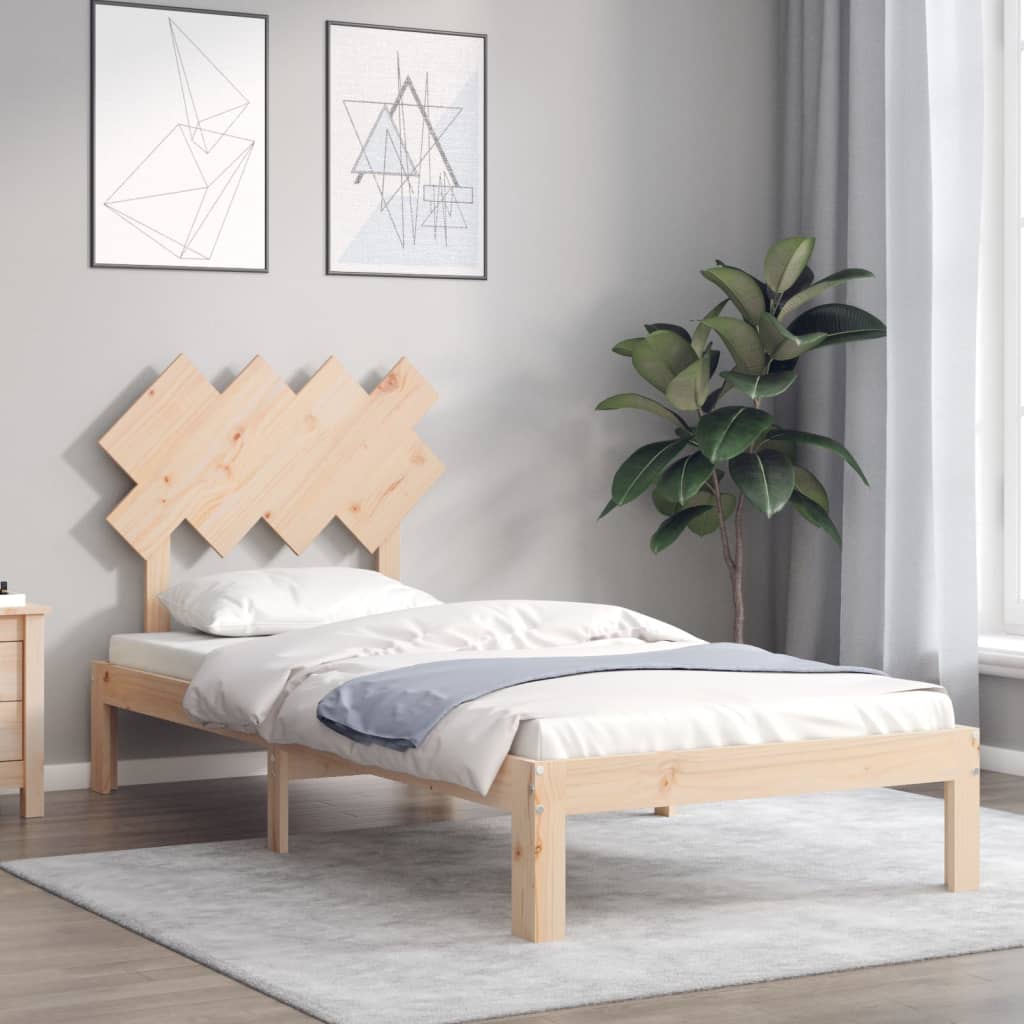 Cadru de pat cu tăblie single, lemn masiv GartenMobel Dekor