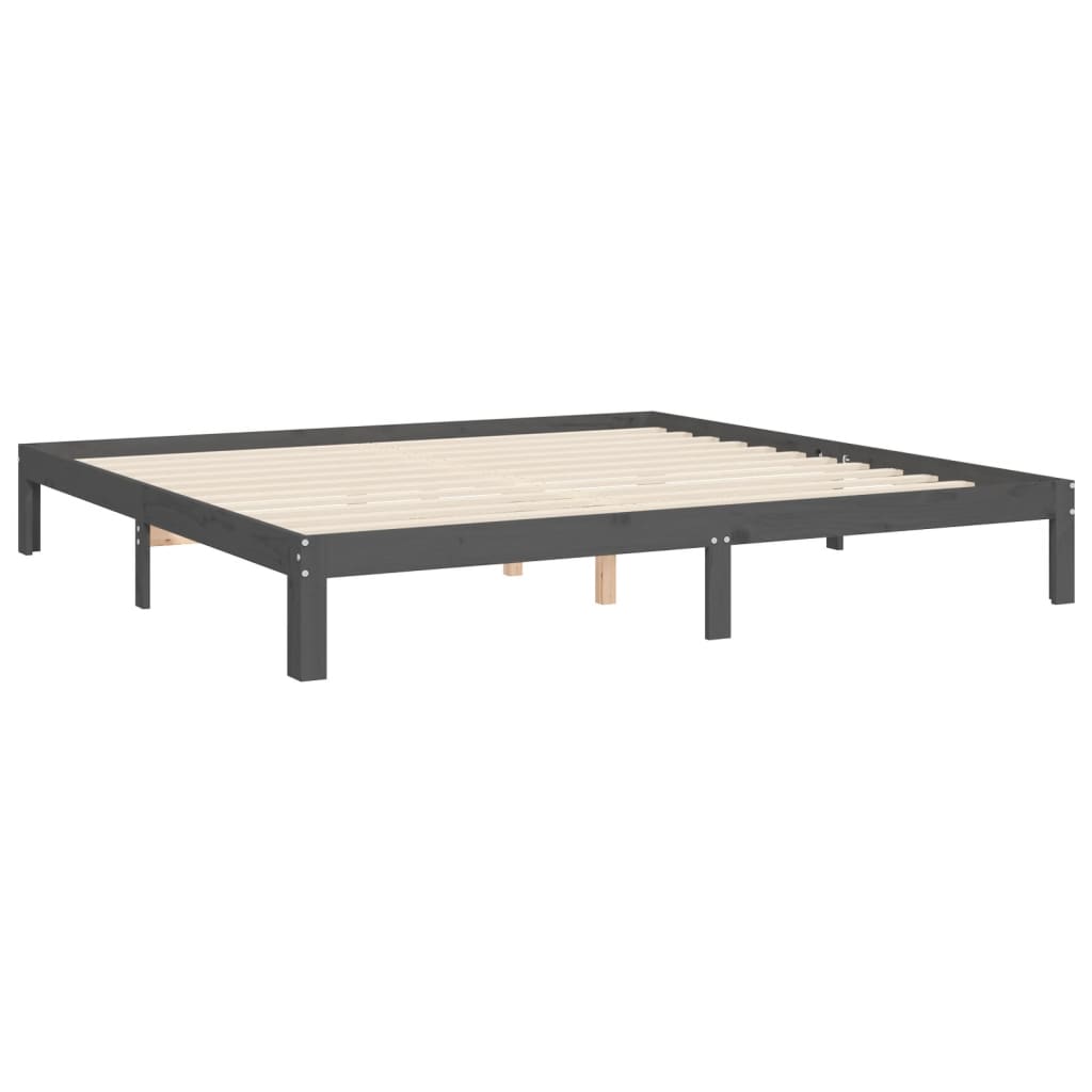 Cadru pat cu tăblie 200x200 cm, gri, lemn masiv GartenMobel Dekor