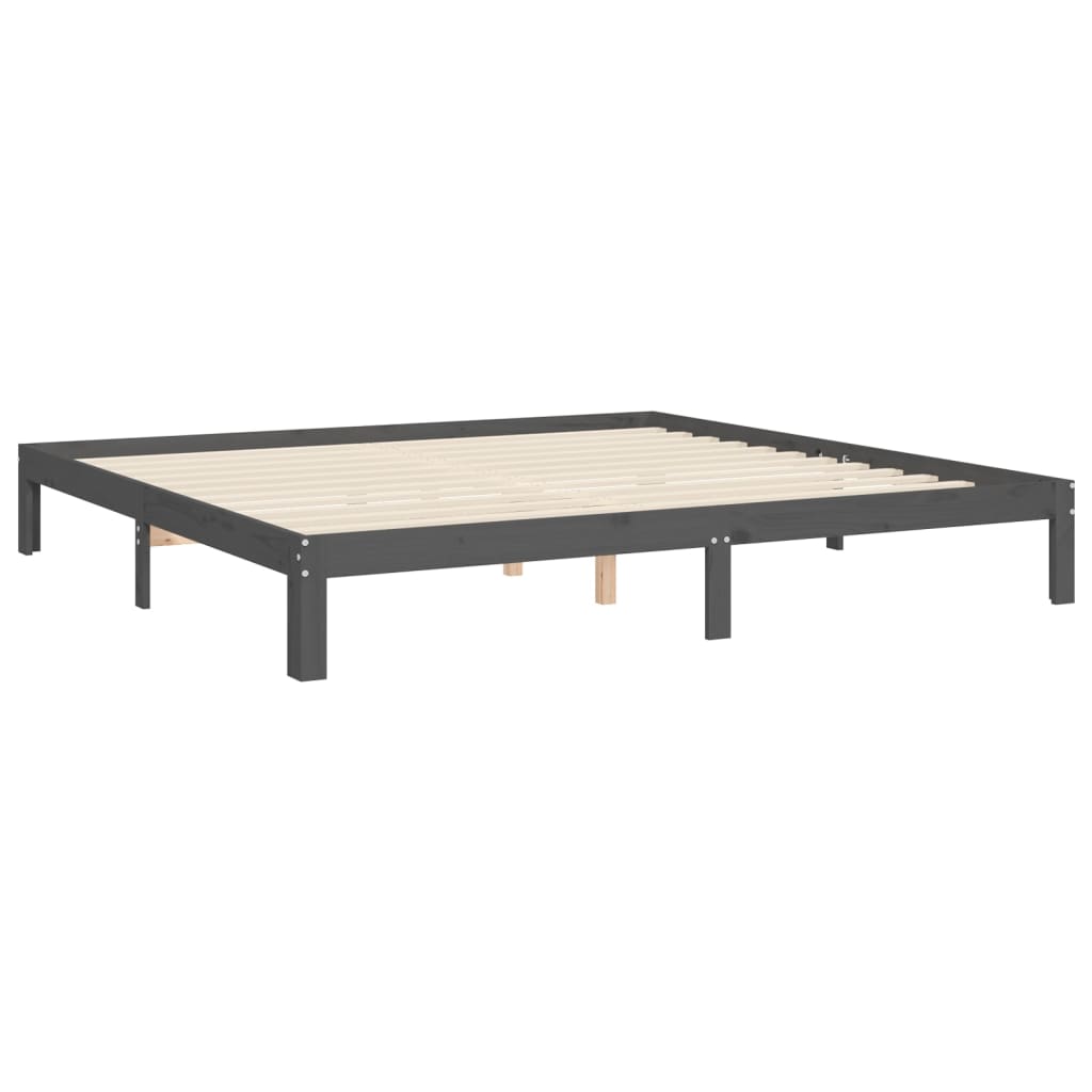 Cadru pat cu tăblie 200x200 cm, gri, lemn masiv GartenMobel Dekor