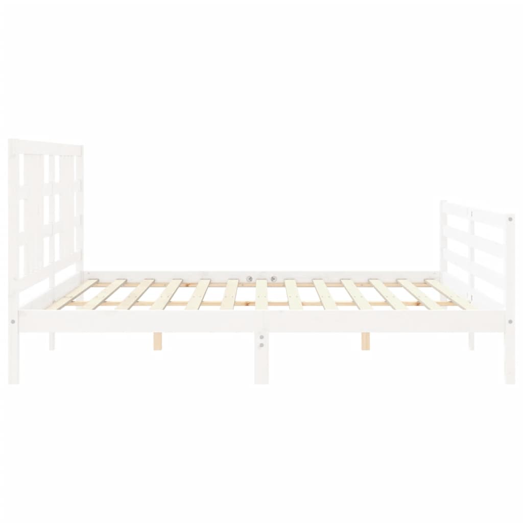 Cadru pat cu tăblie 200x200 cm, alb, lemn masiv GartenMobel Dekor