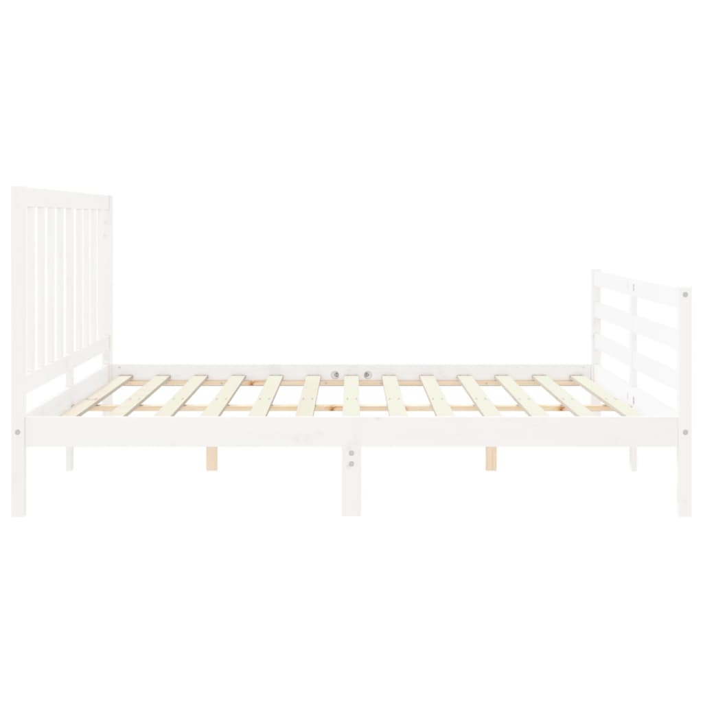 Cadru pat cu tăblie 200x200 cm, alb, lemn masiv GartenMobel Dekor