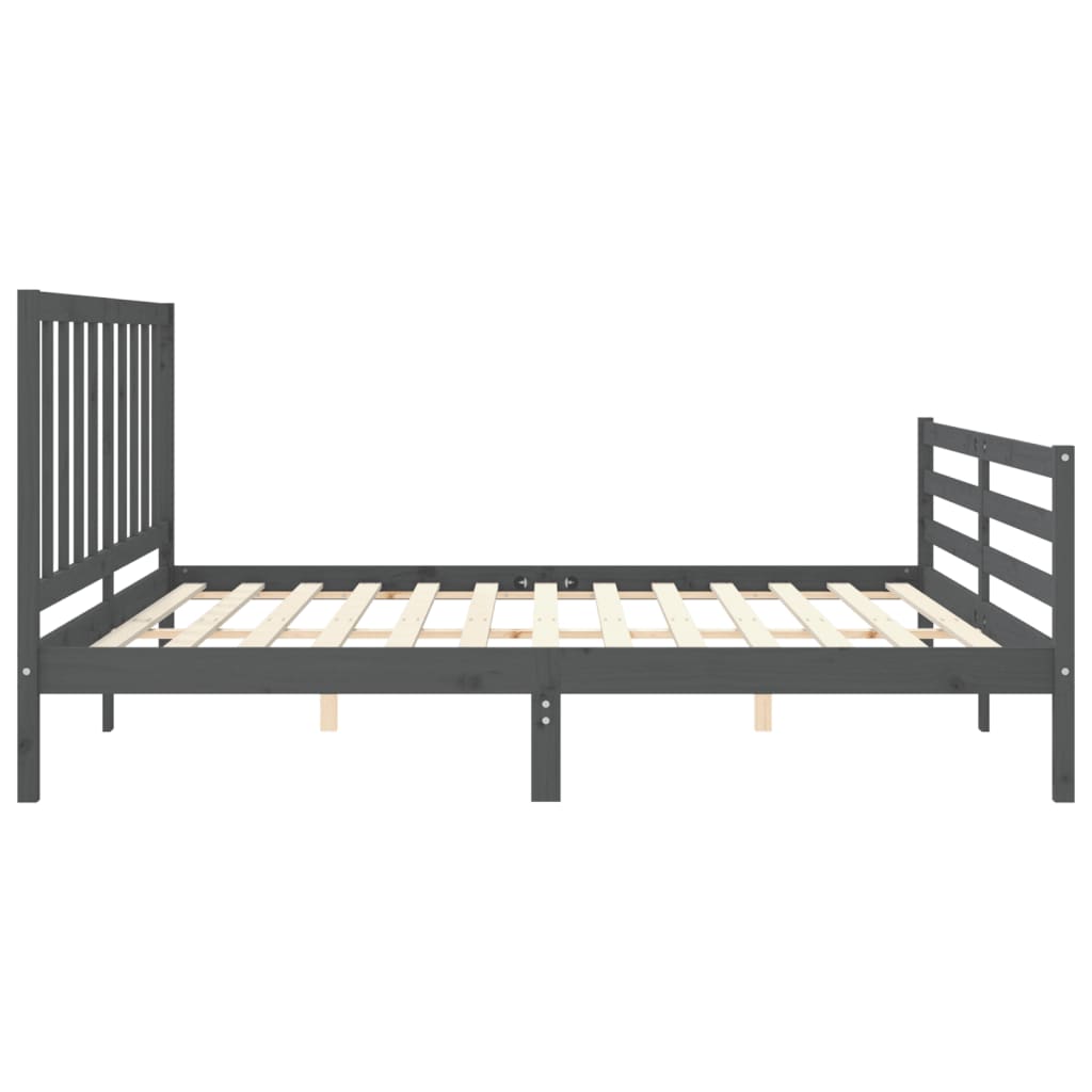 Cadru pat cu tăblie 200x200 cm, gri, lemn masiv GartenMobel Dekor