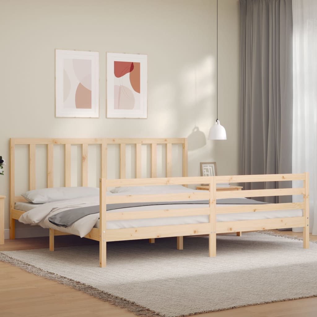 Cadru pat cu tăblie 200x200 cm, lemn masiv de pin GartenMobel Dekor