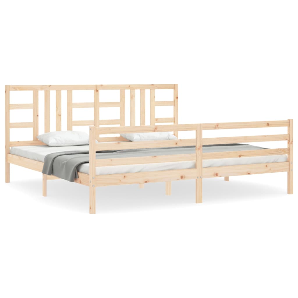 Cadru pat cu tăblie 200x200 cm, lemn masiv de pin GartenMobel Dekor