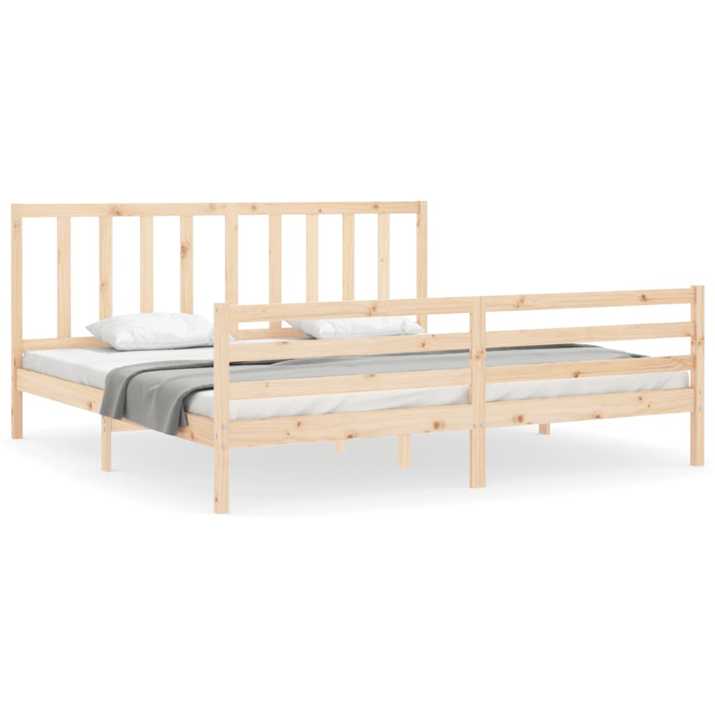 Cadru pat cu tăblie 200x200 cm, lemn masiv de pin GartenMobel Dekor