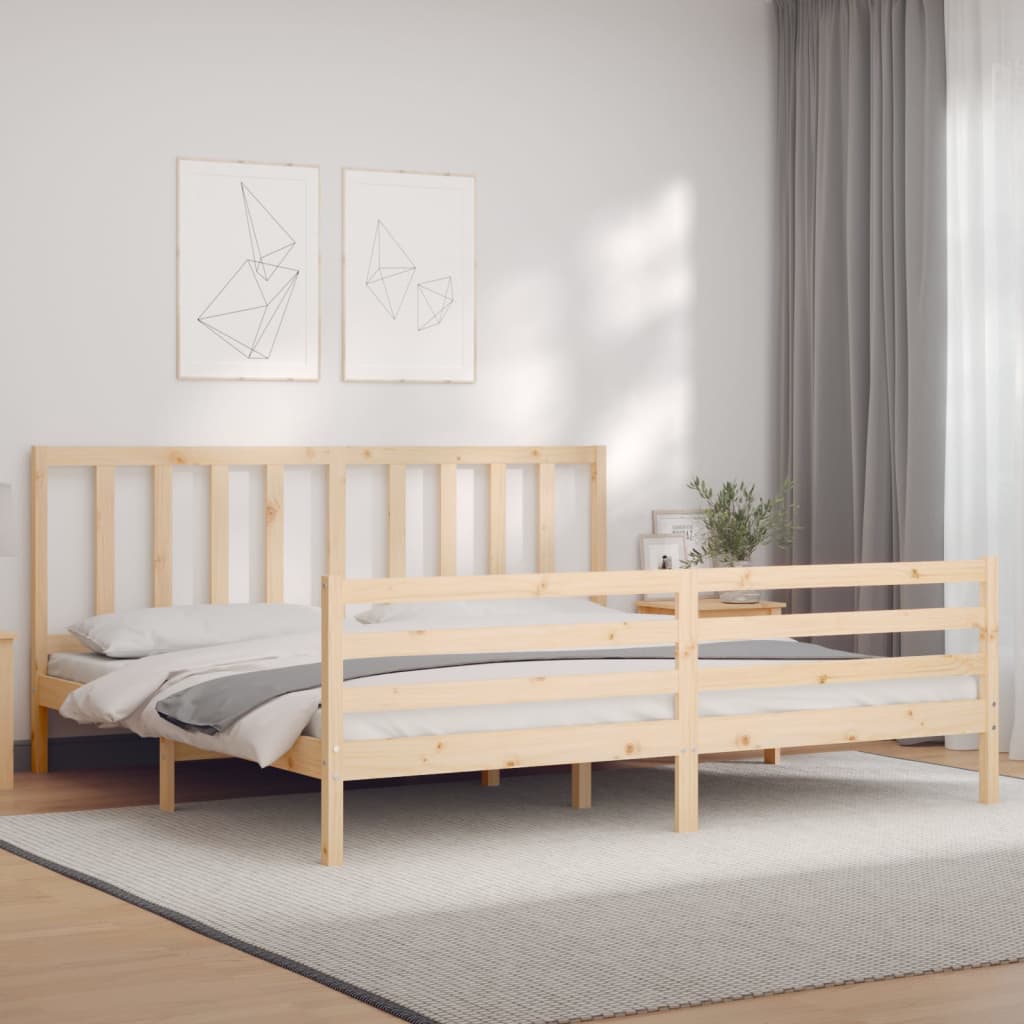 Cadru pat cu tăblie 200x200 cm, lemn masiv de pin GartenMobel Dekor