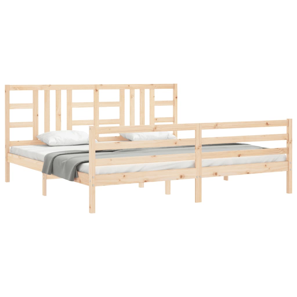 Cadru pat cu tăblie 200x200 cm, lemn masiv de pin GartenMobel Dekor
