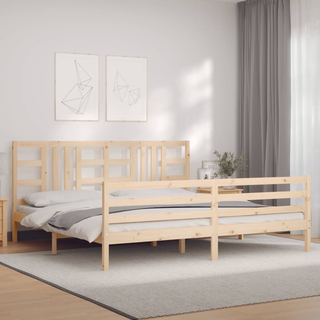 Cadru pat cu tăblie 200x200 cm, lemn masiv de pin GartenMobel Dekor