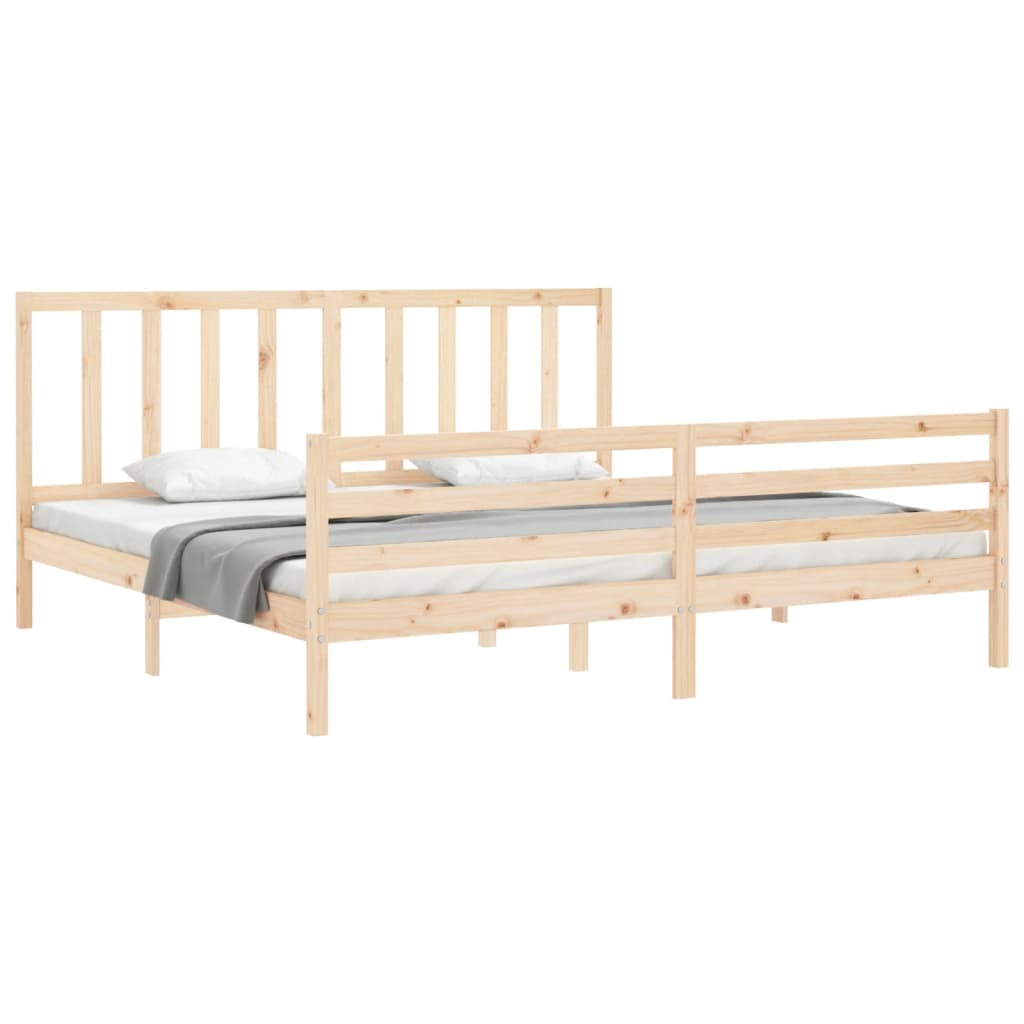 Cadru pat cu tăblie 200x200 cm, lemn masiv de pin GartenMobel Dekor