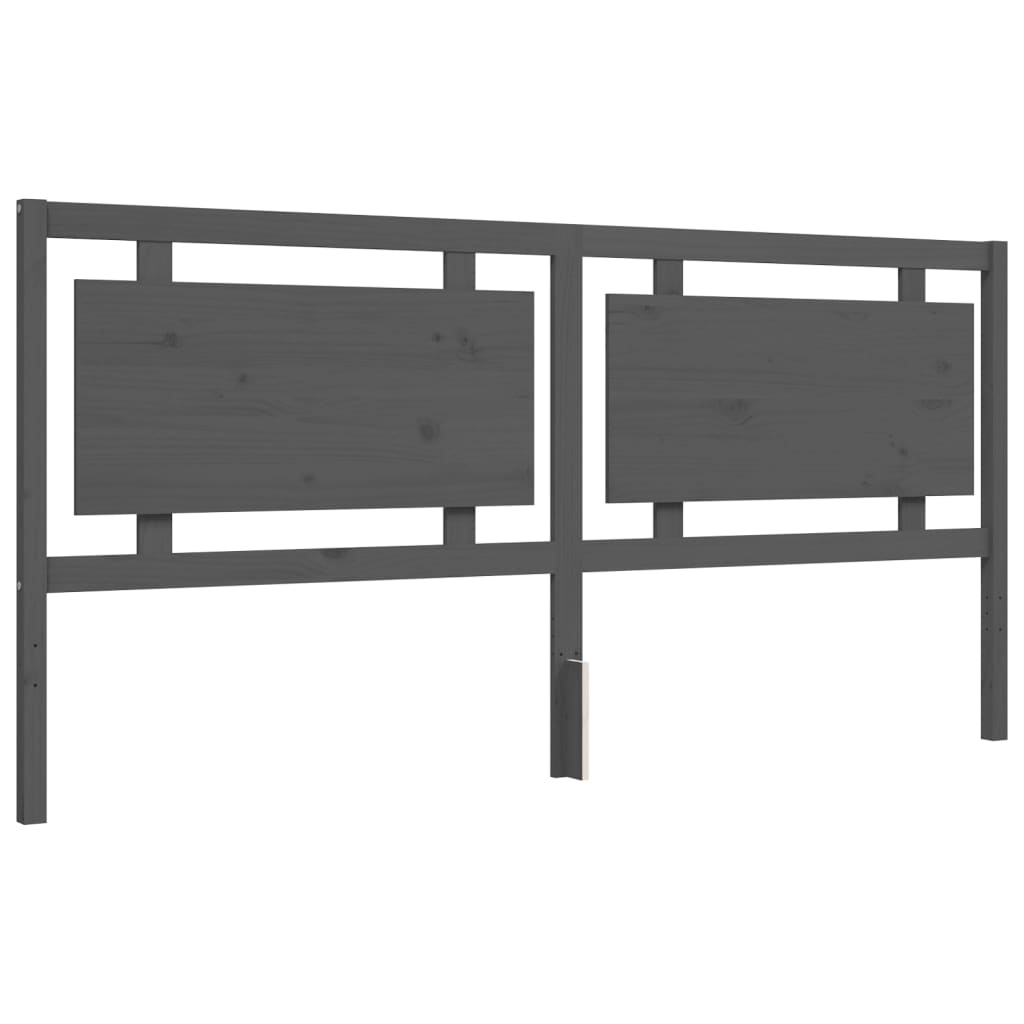 Cadru pat cu tăblie 200x200 cm, gri, lemn masiv GartenMobel Dekor