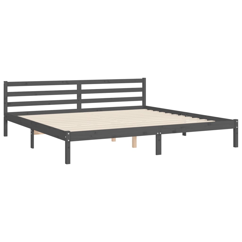 Cadru pat cu tăblie 200x200 cm, gri, lemn masiv GartenMobel Dekor