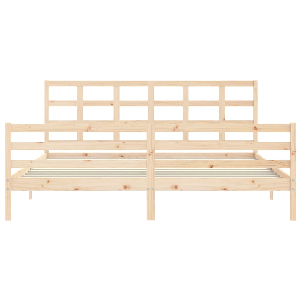 Cadru pat cu tăblie 200x200 cm, lemn masiv de pin GartenMobel Dekor